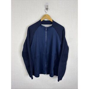 Adidas adiPure Zip Jacket Mens L Blue Wool Blend Golf Bomber Full Zip